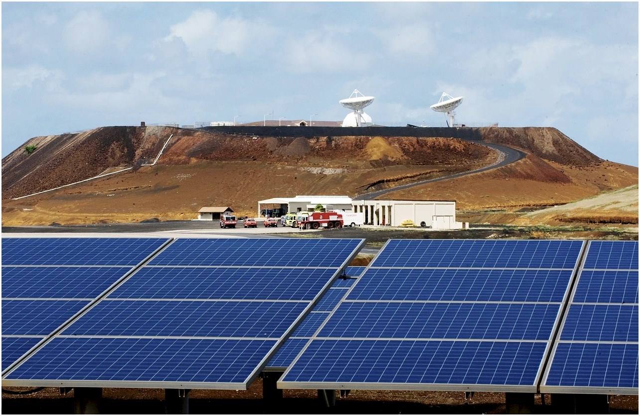 ascension island, solar panels, sky, clouds, ecology, landscape, power, electric, nature, energy, environmentally friendly, blue energy, blue power, blue island