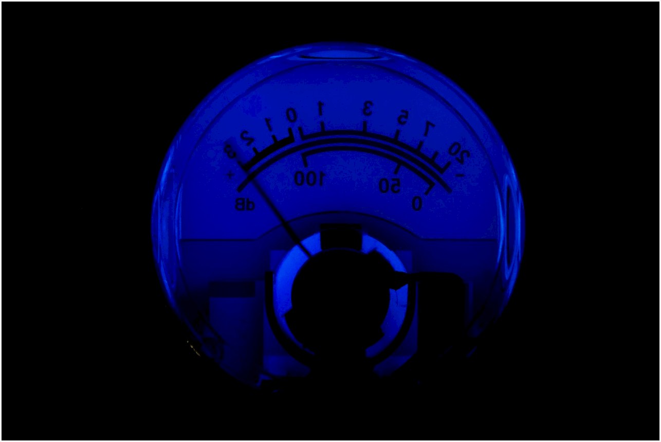 technology, instrument, advertisement, vu, by meter, db, volume, analog, needle, power, music playback, audio, music, sound, level, sound level, amplifier, scale
